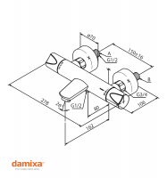 MEDIDAS TERMOSTATICA BAÑO-DUCHA CLOVER GREEN DAMIXA